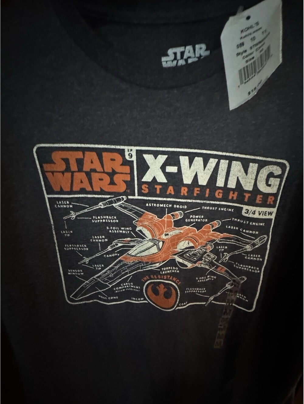 Star Wars X-Wing Starfighter Blueprint Graphic T Shirt Mens M Gray NWT Mad Engin - Picture 2 of 7